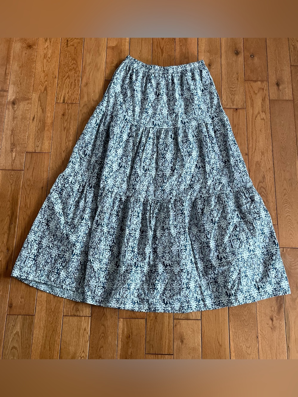 Sadie & Sage Blue Floral Tiered Maxi Skirt - Size Small
